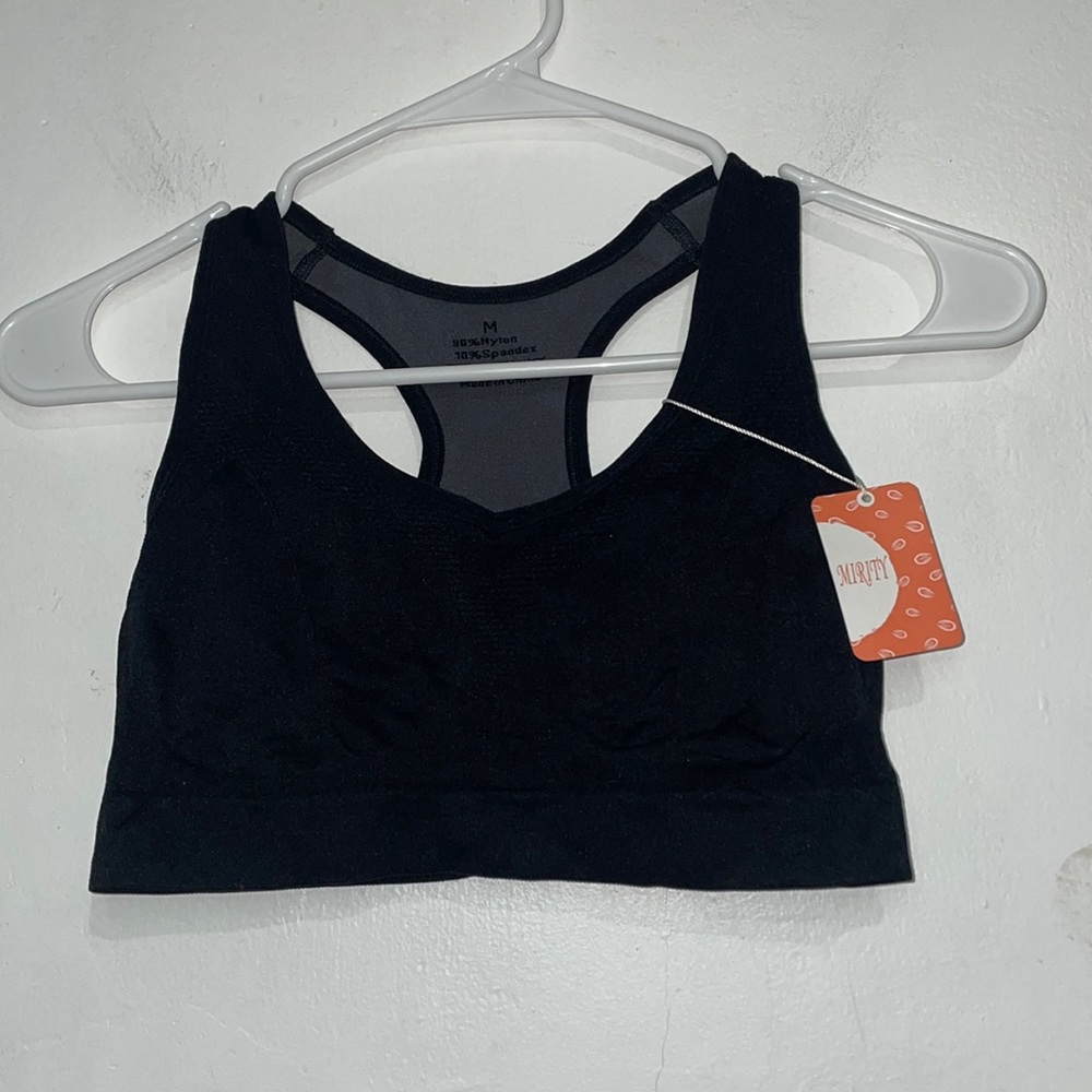 NWT Size M Women’s Mirity Black Grey Sports Bra